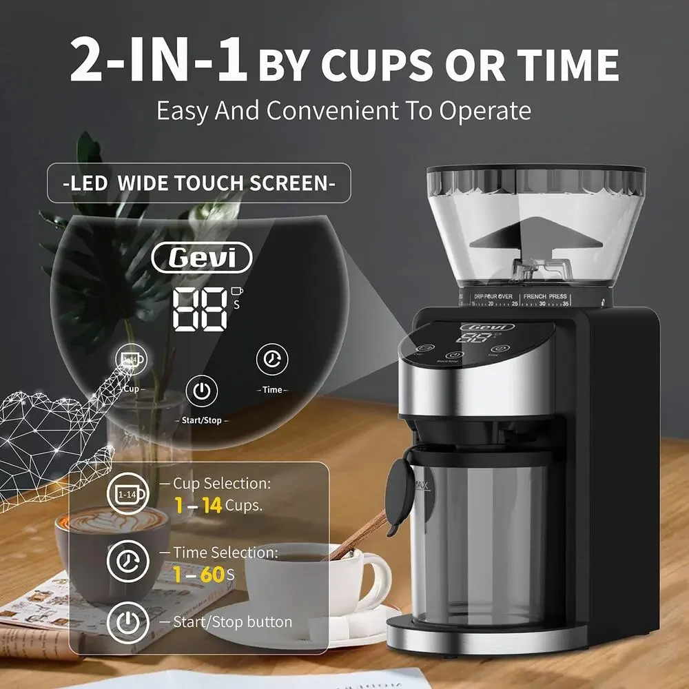 Gevi Coffee Grinder Electric,Coffee Bean Grinder with 35 Grind 120V/200W, Black
